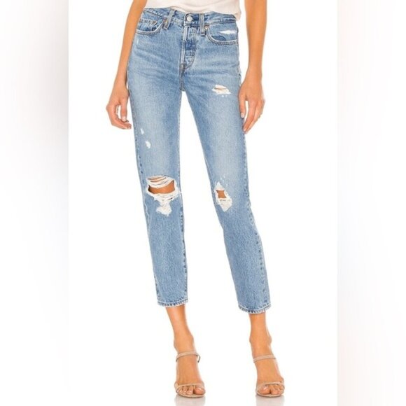 Levi's Wedgie Straight Fit Jeans Authentically Yours Medium Wash High Rise Denim - Picture 1 of 15